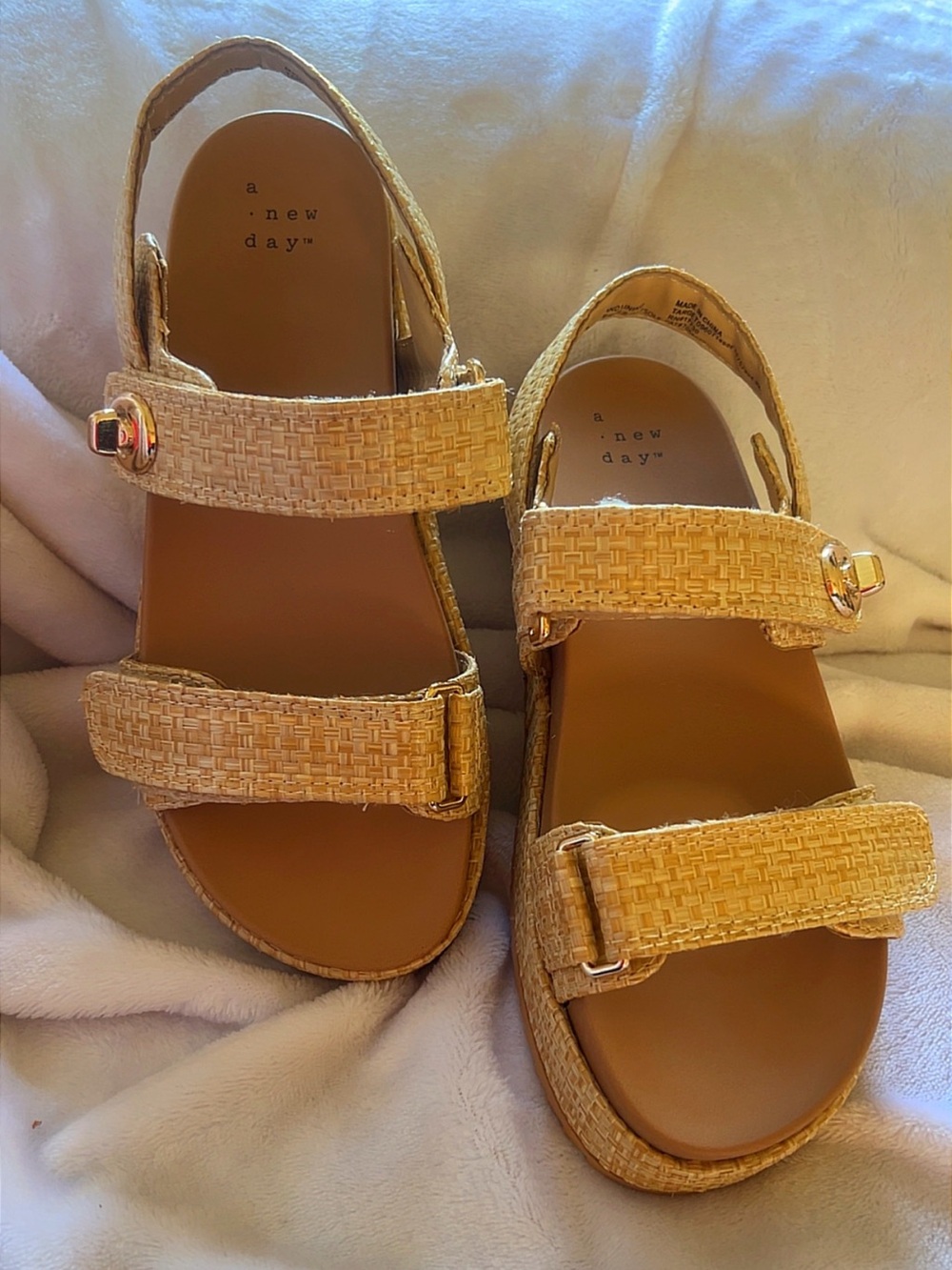 A New Day Raffia Platform Sandals – Beige/Natural – Women’s Size 6 – EUC